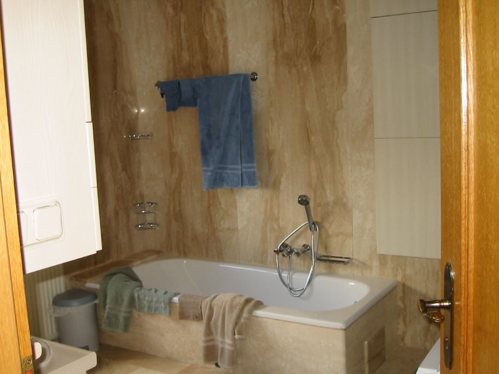 Master bathroom.  Bath on the left, shower on the right (not shown) and toilet on extreme left (not shown).